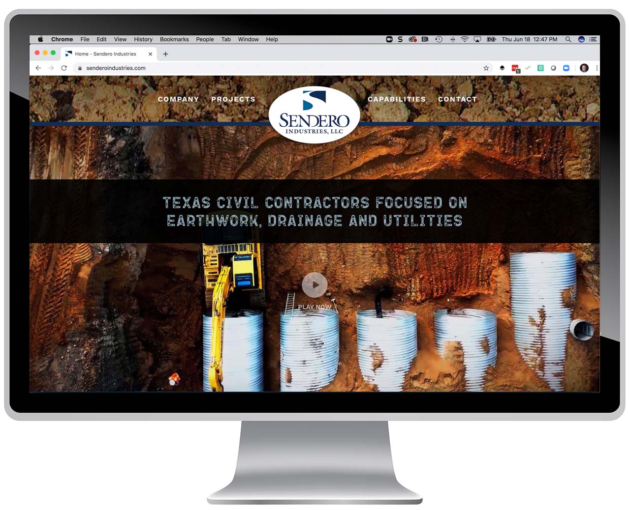 Information page of custom website for construction company.