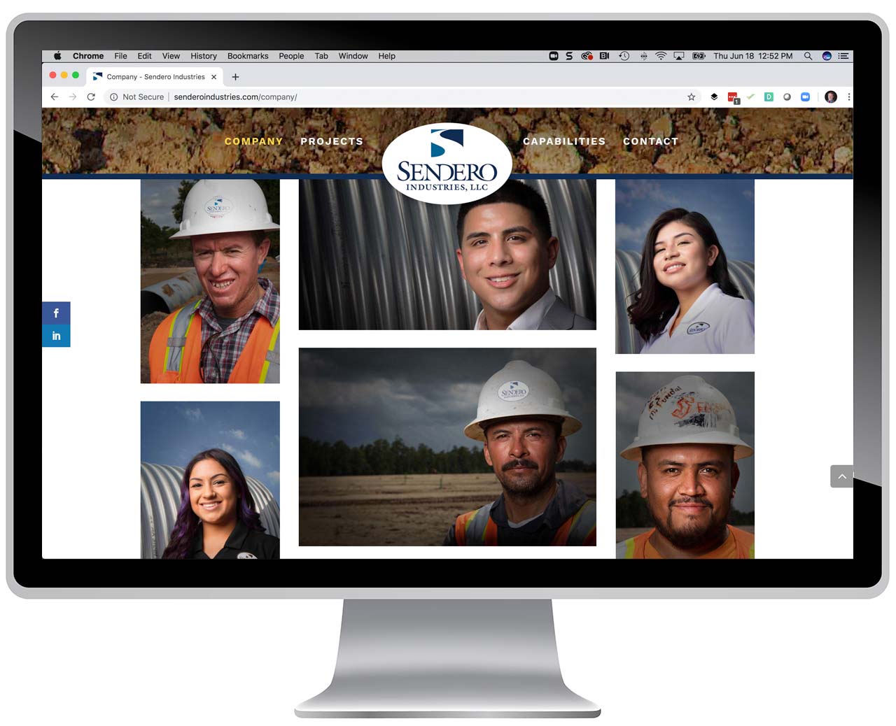 Team page of custom website for construction company.